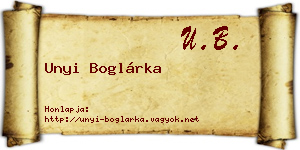 Unyi Boglárka névjegykártya